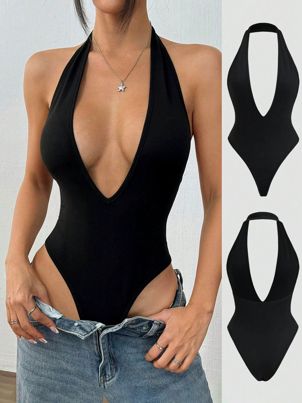 ZARA Sexy Halter Neck Backless Tapered Bodysuit Spring Summer